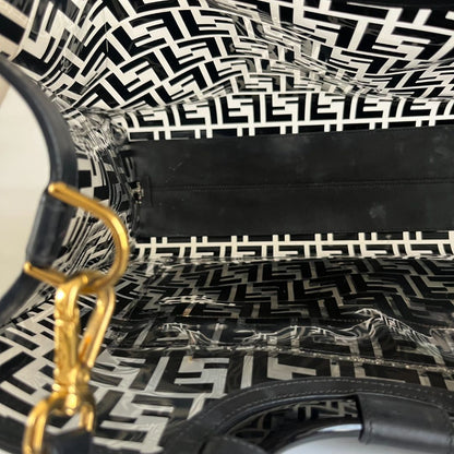 Fendi Black/Clear FF PVC and Leather Large Tote with strap