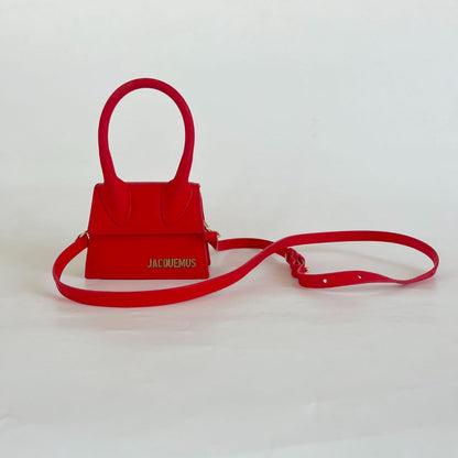 Jacquemus Red Leather Mini Le Chiquito Top Handle Bag