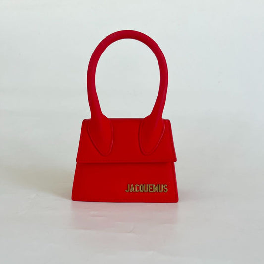 Jacquemus Red Leather Mini Le Chiquito Top Handle Bag