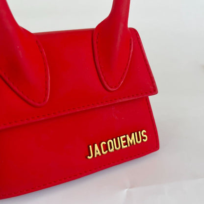 Jacquemus Red Leather Mini Le Chiquito Top Handle Bag