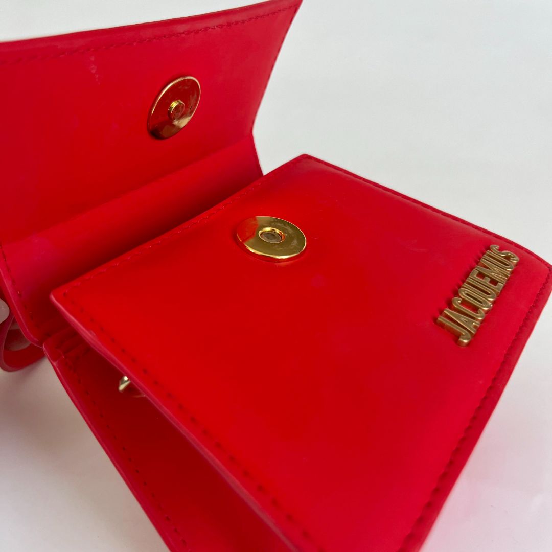 Jacquemus Red Leather Mini Le Chiquito Top Handle Bag