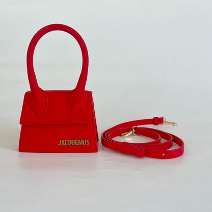 Jacquemus Red Leather Mini Le Chiquito Top Handle Bag