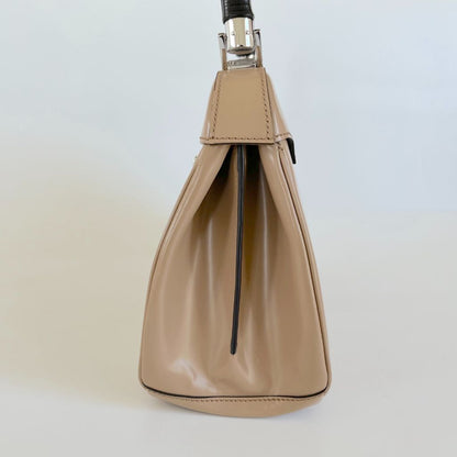 Gucci Beige Leather Lady Lock Bamboo Top Handle Bag