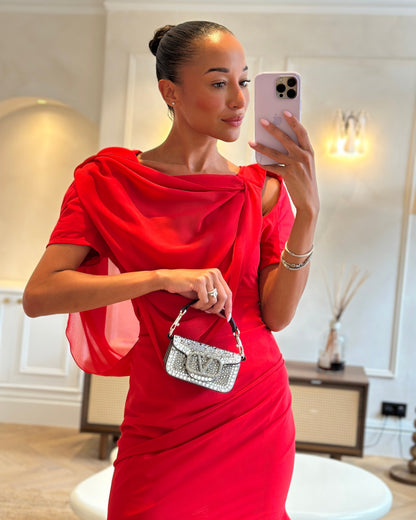 Valentino Silver Micro Logo Chain Bag with Rhinestones and Silver Hardware RRP £2,000