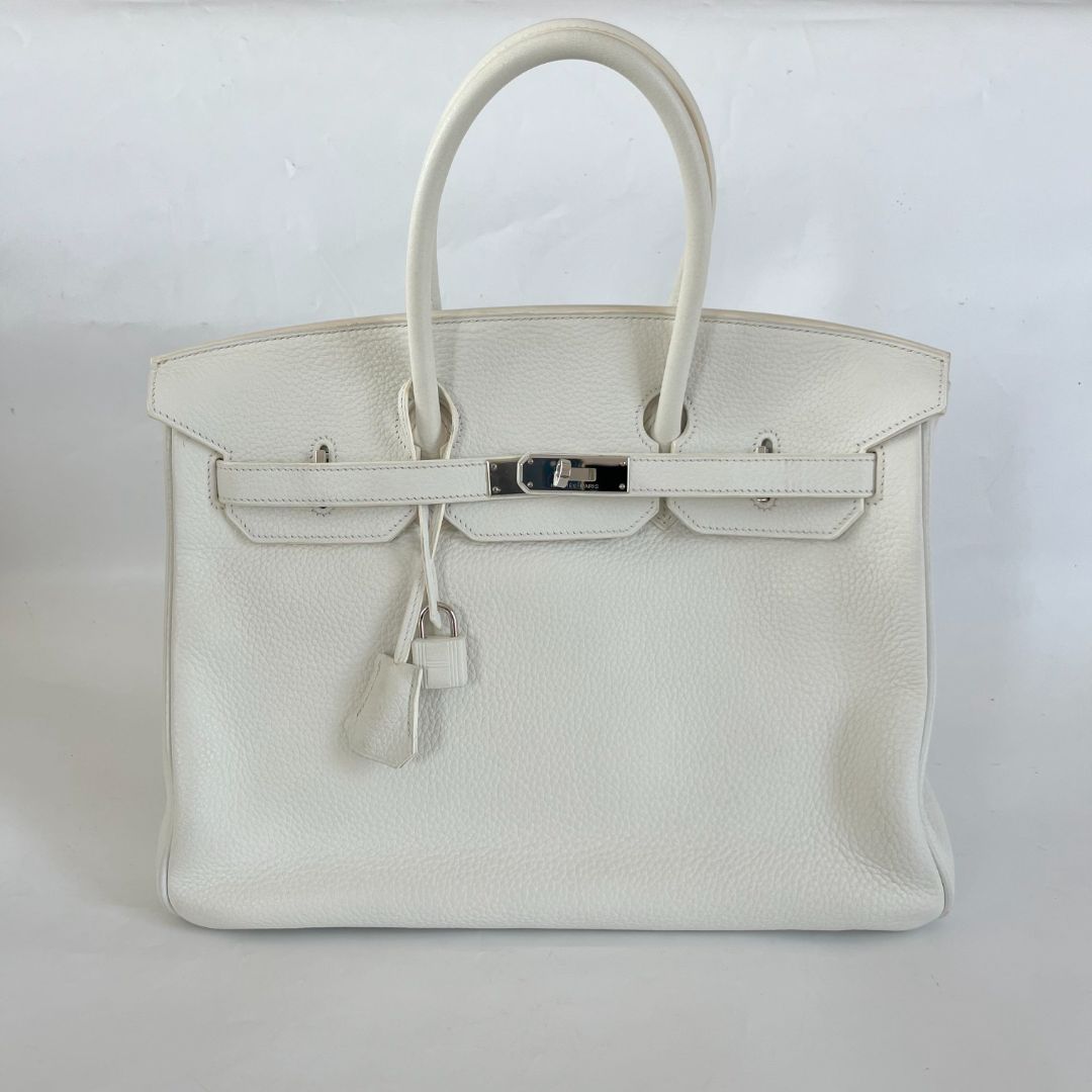 Hermès white Togo leather Birkin 35 bag
