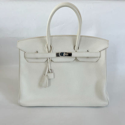 Hermès white Togo leather Birkin 35 bag