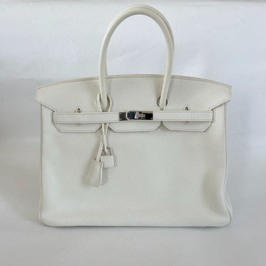 Hermès white Togo leather Birkin 35 bag