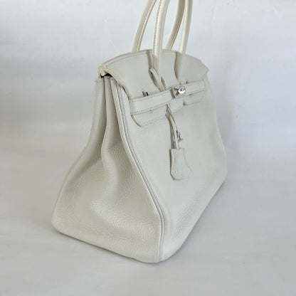 Hermès white Togo leather Birkin 35 bag