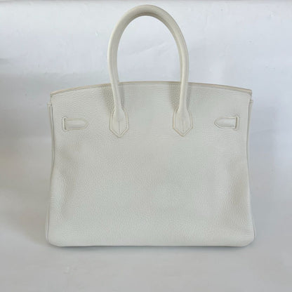 Hermès white Togo leather Birkin 35 bag