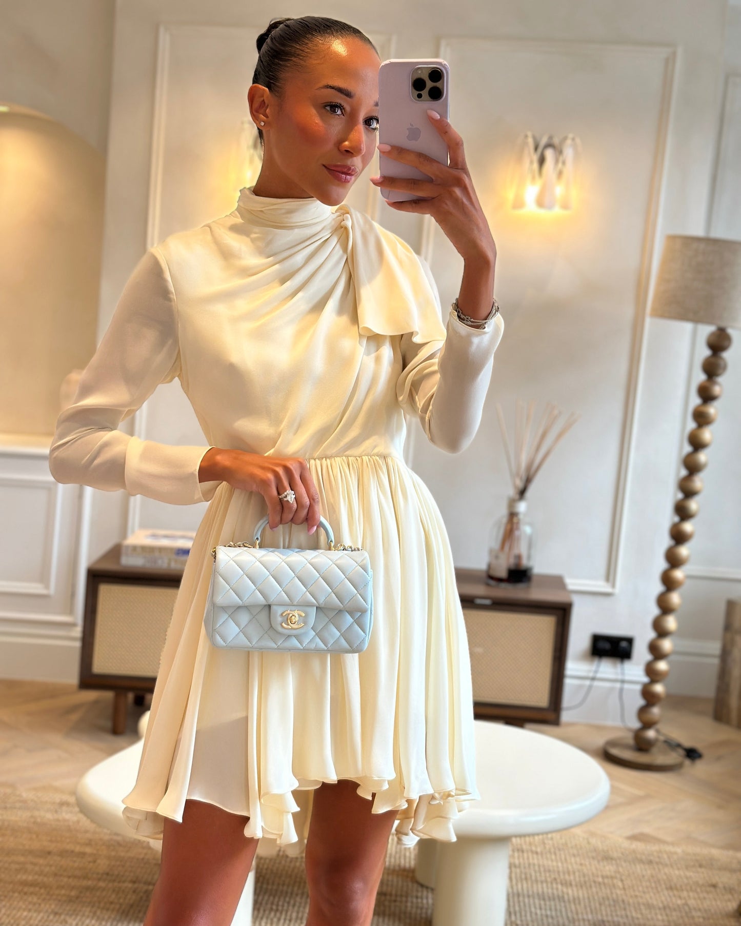 *HOT* Chanel Baby Blue Mini Rectangular Top Handle Bag in Lambskin Leather with Champagne Gold Hardware