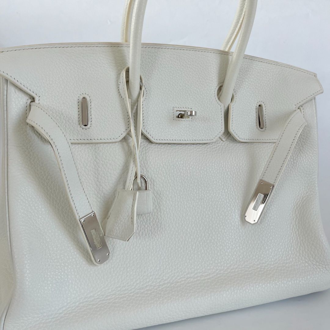 Hermès white Togo leather Birkin 35 bag