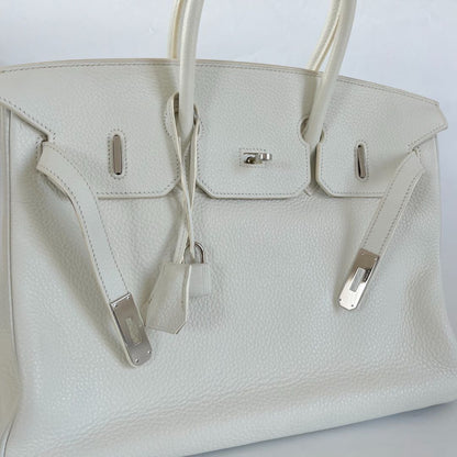 Hermès white Togo leather Birkin 35 bag