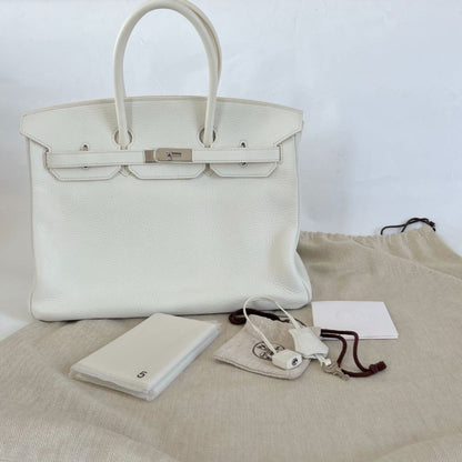 Hermès white Togo leather Birkin 35 bag