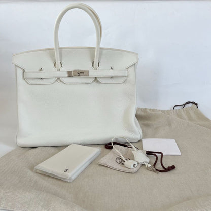 Hermès white Togo leather Birkin 35 bag