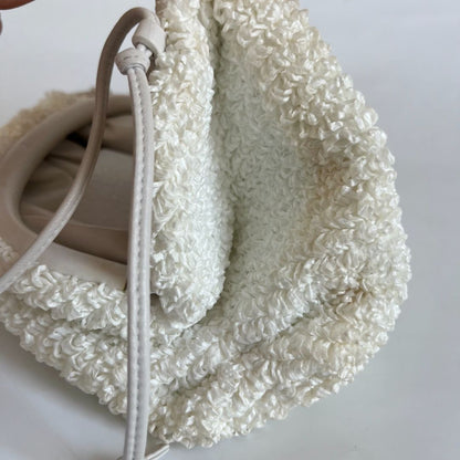 Bottega Veneta Mini Curly Raffia Pouch Clutch white Bag