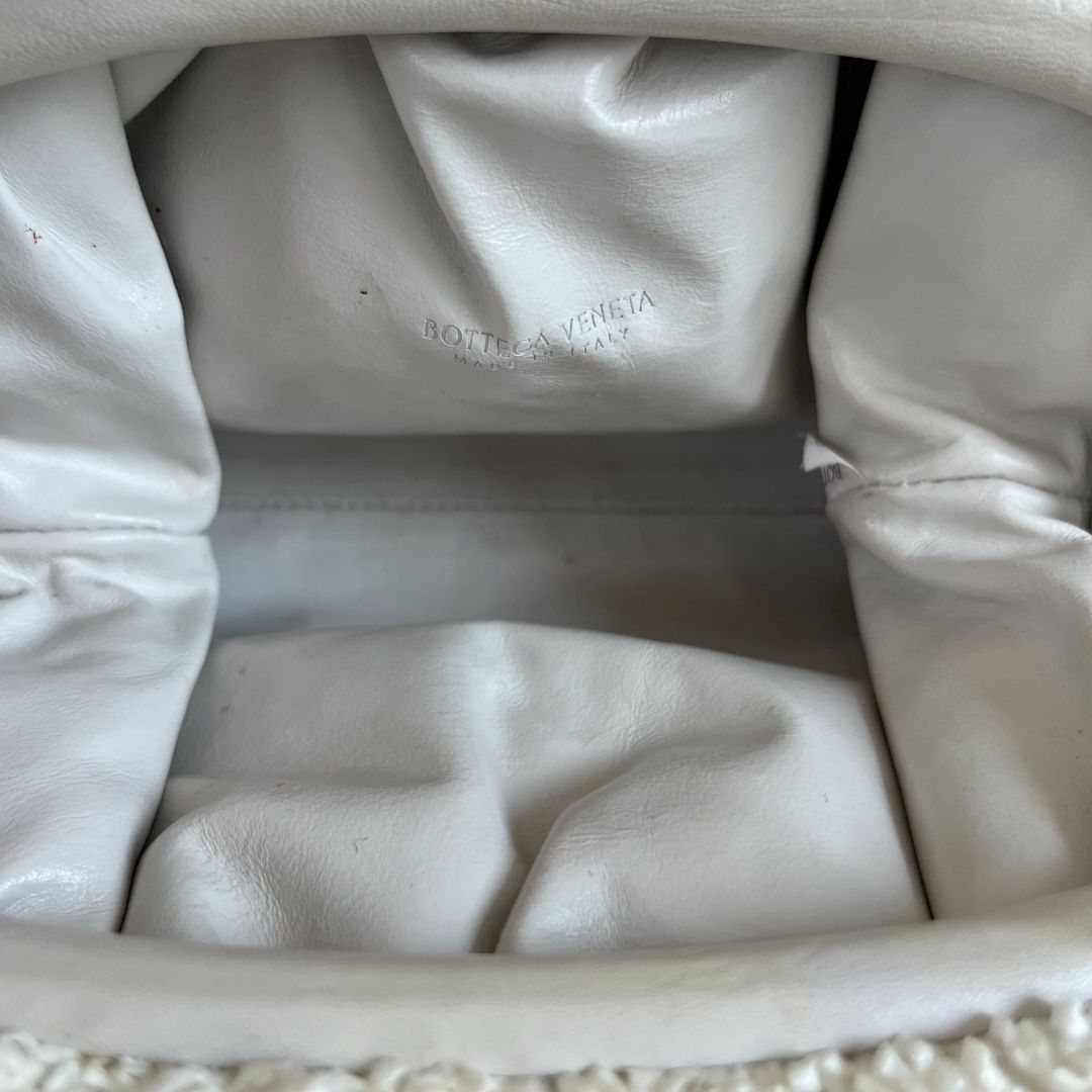 Bottega Veneta Mini Curly Raffia Pouch Clutch white Bag