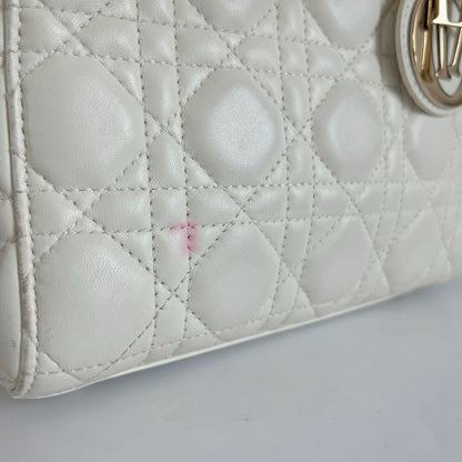 Dior Lady Dior Small White Leather Bag