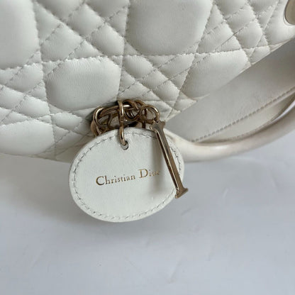 Dior Lady Dior Small White Leather Bag