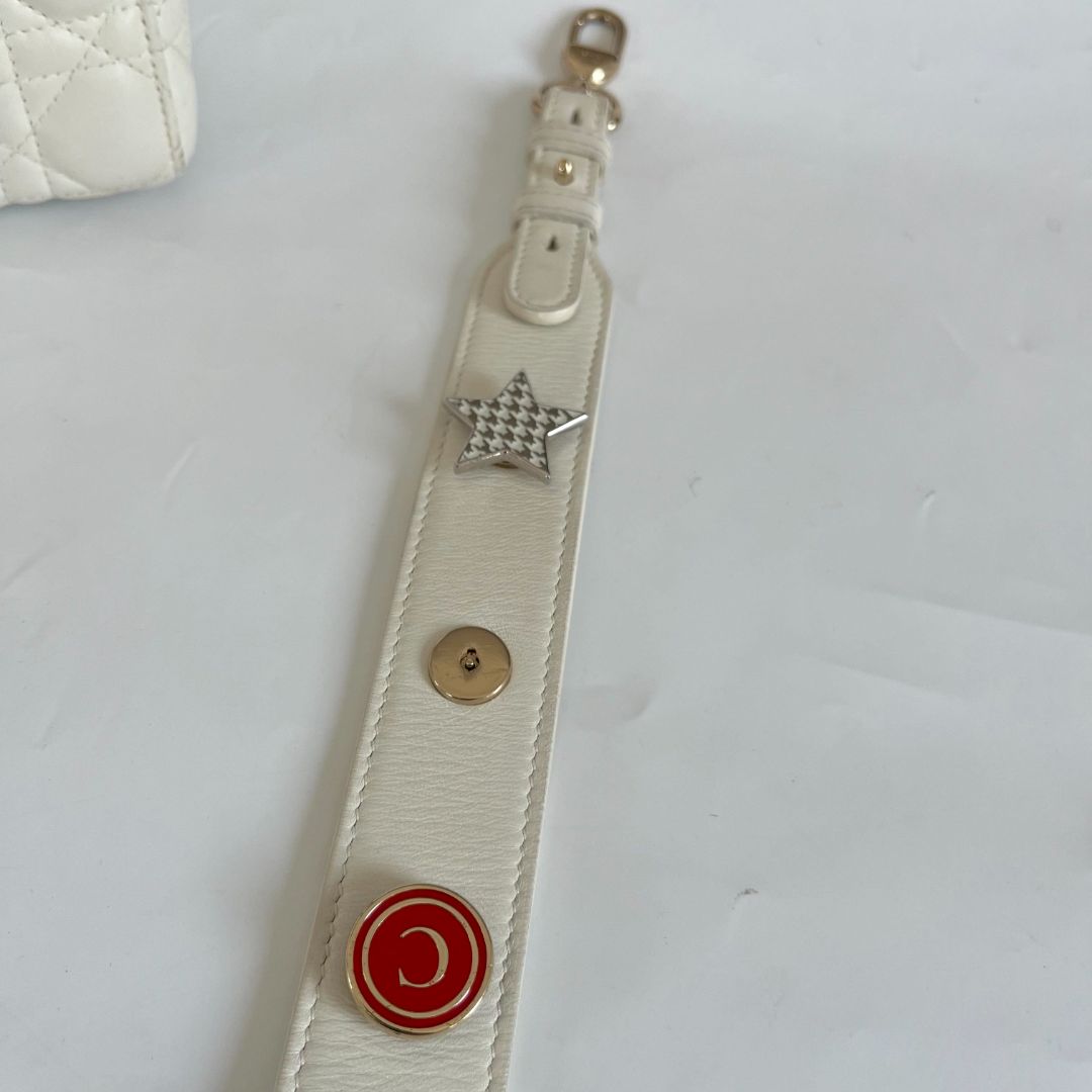 Dior Lady Dior Small White Leather Bag