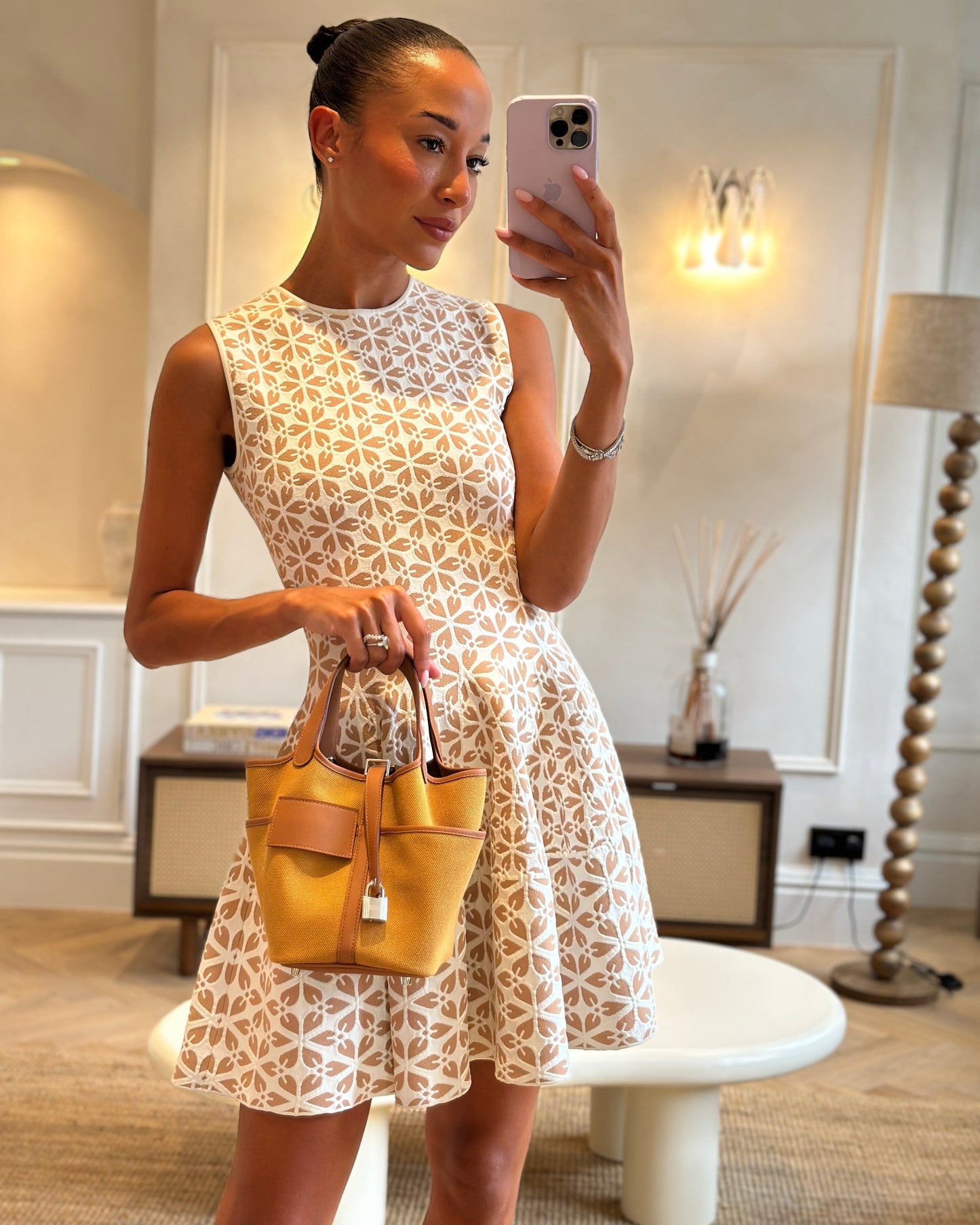 Hermes Picotin 18cm Pocket Cargo in Desert Toile Goeland Canvas and Gold Swift Leather with Palladium Hardware