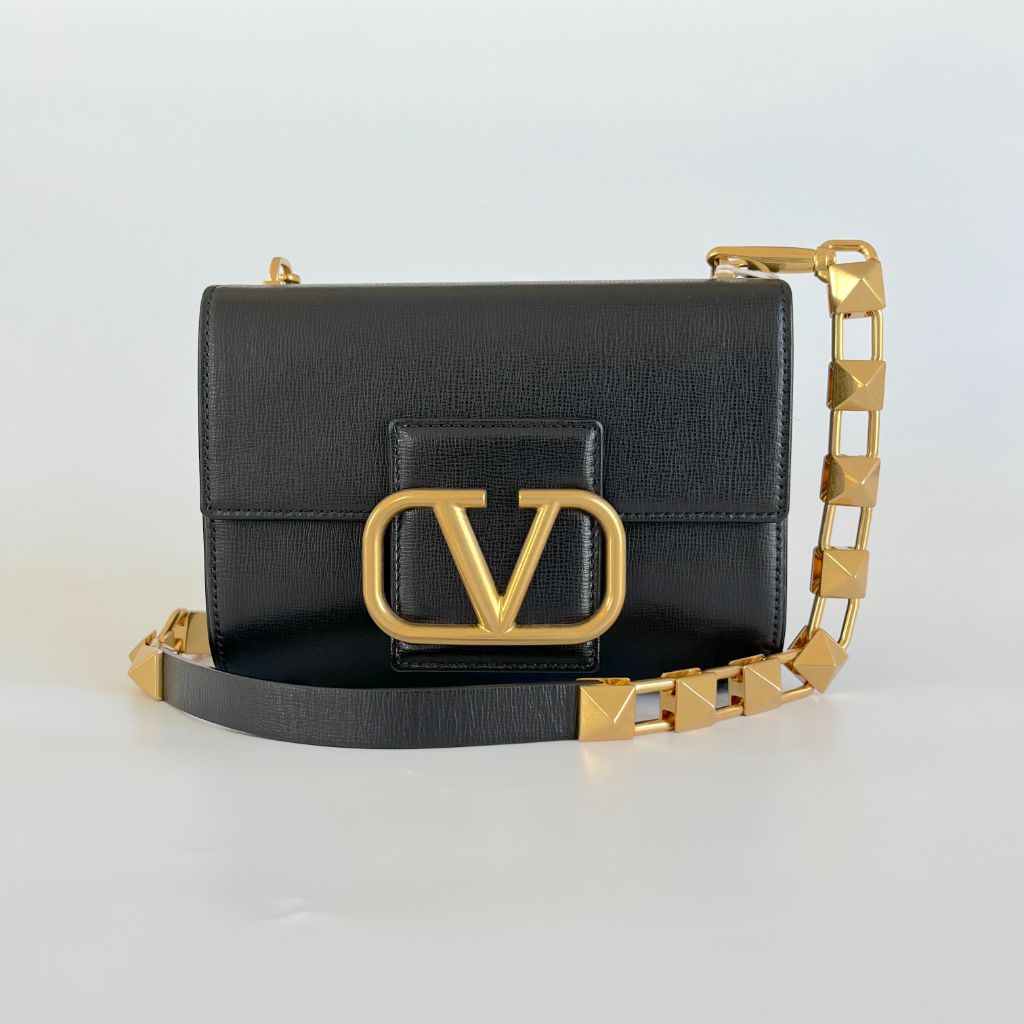 Valentino Vlogo Signature Leather Shoulder Bag