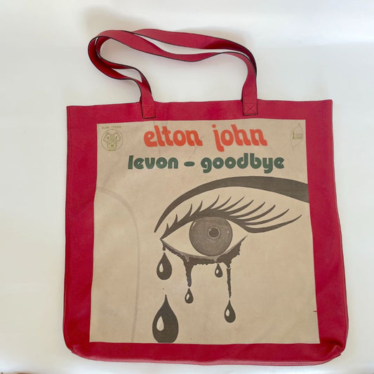 Gucci Elton John Tote "Levon Goodbye" Vinyl EP Cover (With Pouch) Maxi Hibiscus Red