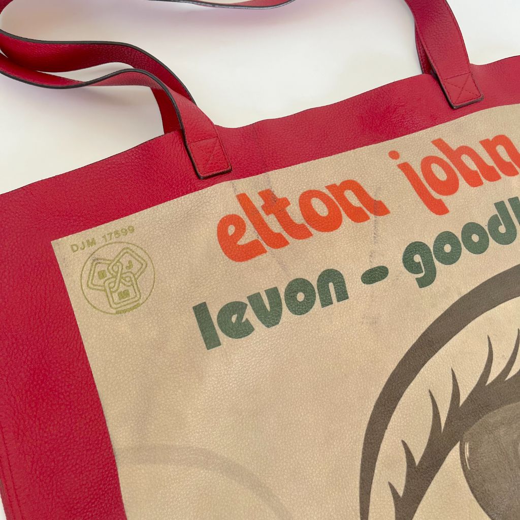 Gucci Elton John Tote "Levon Goodbye" Vinyl EP Cover (With Pouch) Maxi Hibiscus Red