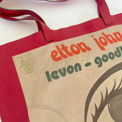 Gucci Elton John Tote "Levon Goodbye" Vinyl EP Cover (With Pouch) Maxi Hibiscus Red