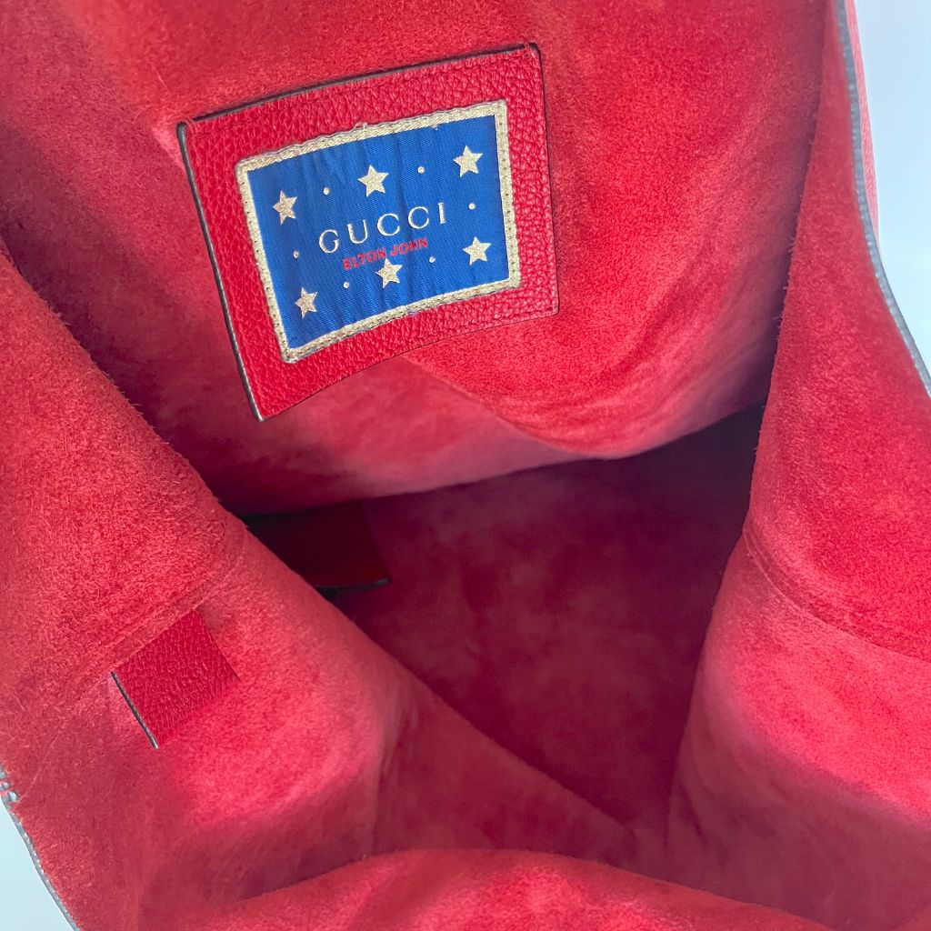 Gucci Elton John Tote "Levon Goodbye" Vinyl EP Cover (With Pouch) Maxi Hibiscus Red