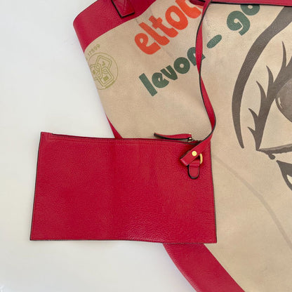 Gucci Elton John Tote "Levon Goodbye" Vinyl EP Cover (With Pouch) Maxi Hibiscus Red