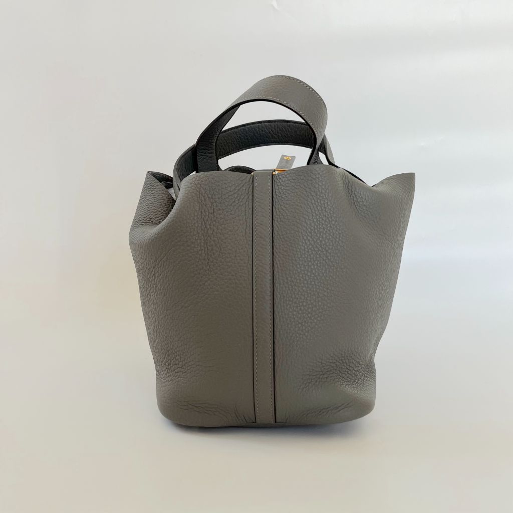 Hermes Picotin 22 Gris Meyer Bag with gold hardware