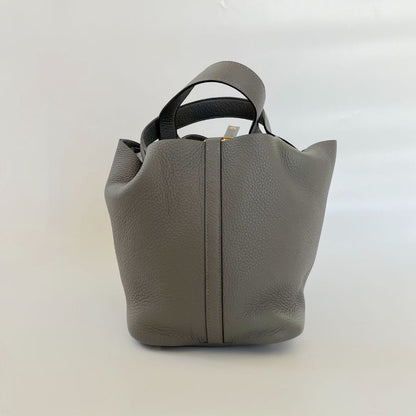 Hermes Picotin 22 Gris Meyer Bag with gold hardware