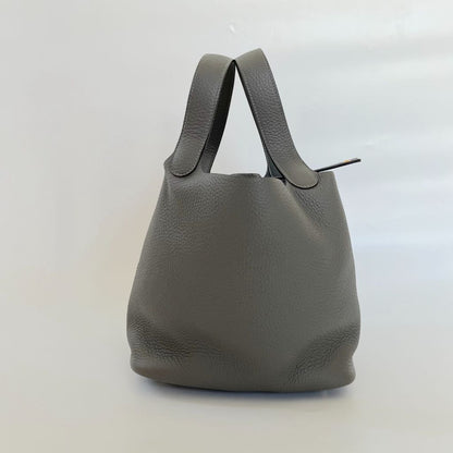 Hermes Picotin 22 Gris Meyer Bag with gold hardware