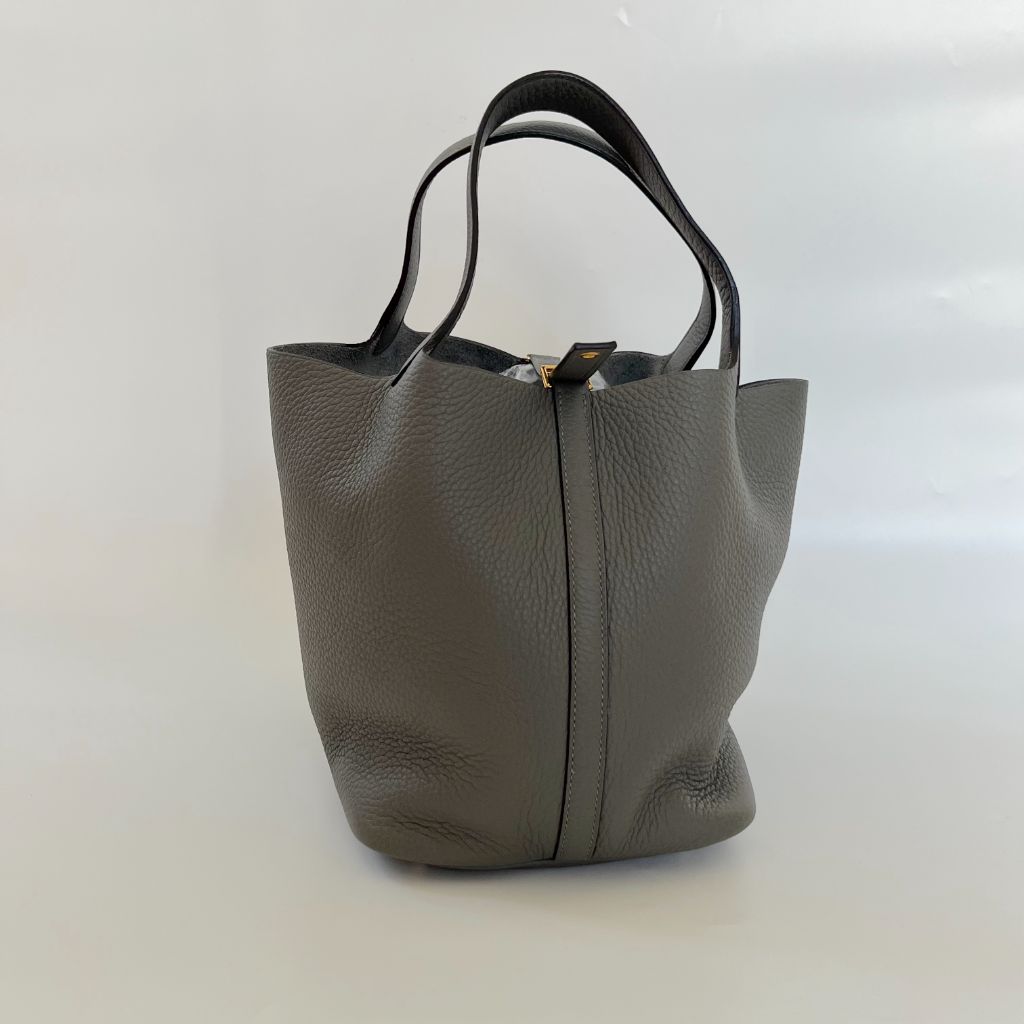 Hermes Picotin 22 Gris Meyer Bag with gold hardware