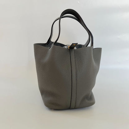 Hermes Picotin 22 Gris Meyer Bag with gold hardware