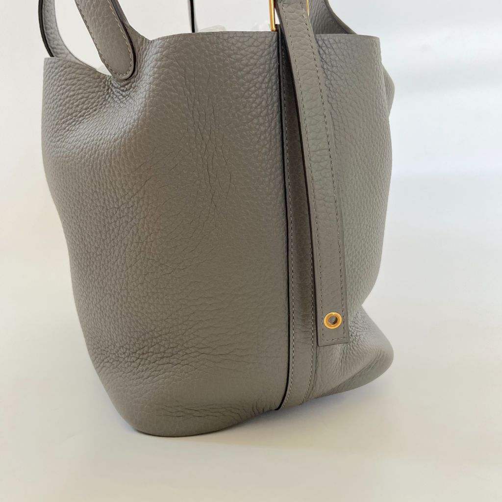 Hermes Picotin 22 Gris Meyer Bag with gold hardware