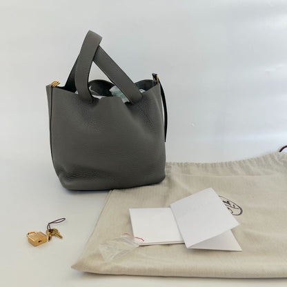 Hermes Picotin 22 Gris Meyer Bag with gold hardware