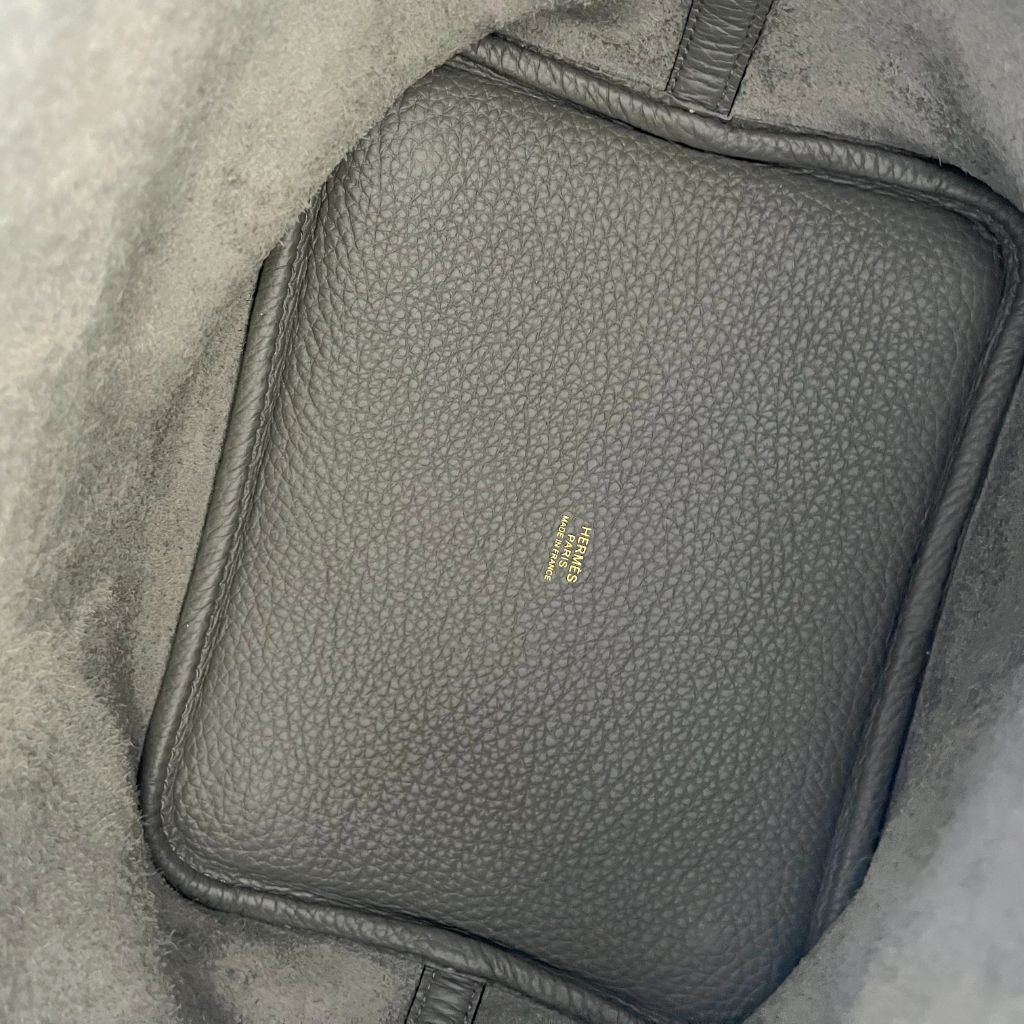 Hermes Picotin 22 Gris Meyer Bag with gold hardware