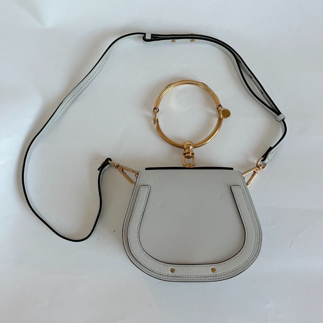 Chloe Grey Leather/Suede Small Nile Bracelet bag