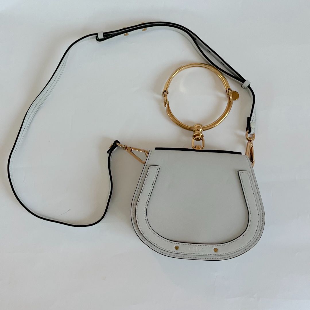 Chloe Grey Leather/Suede Small Nile Bracelet bag