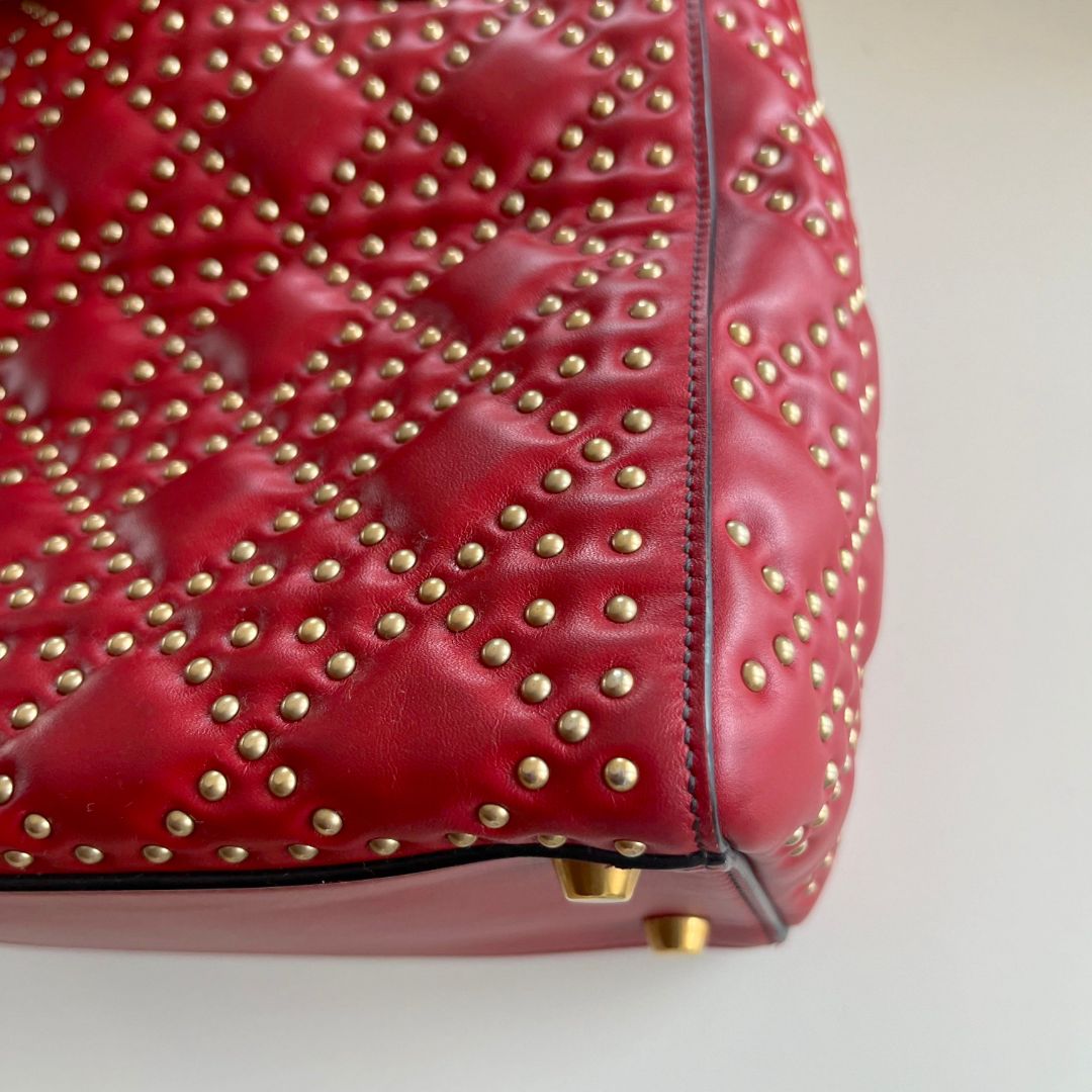 Christian Dior Studded Cannage Lady Red Bag