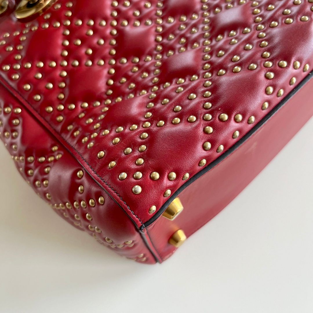 Christian Dior Studded Cannage Lady Red Bag