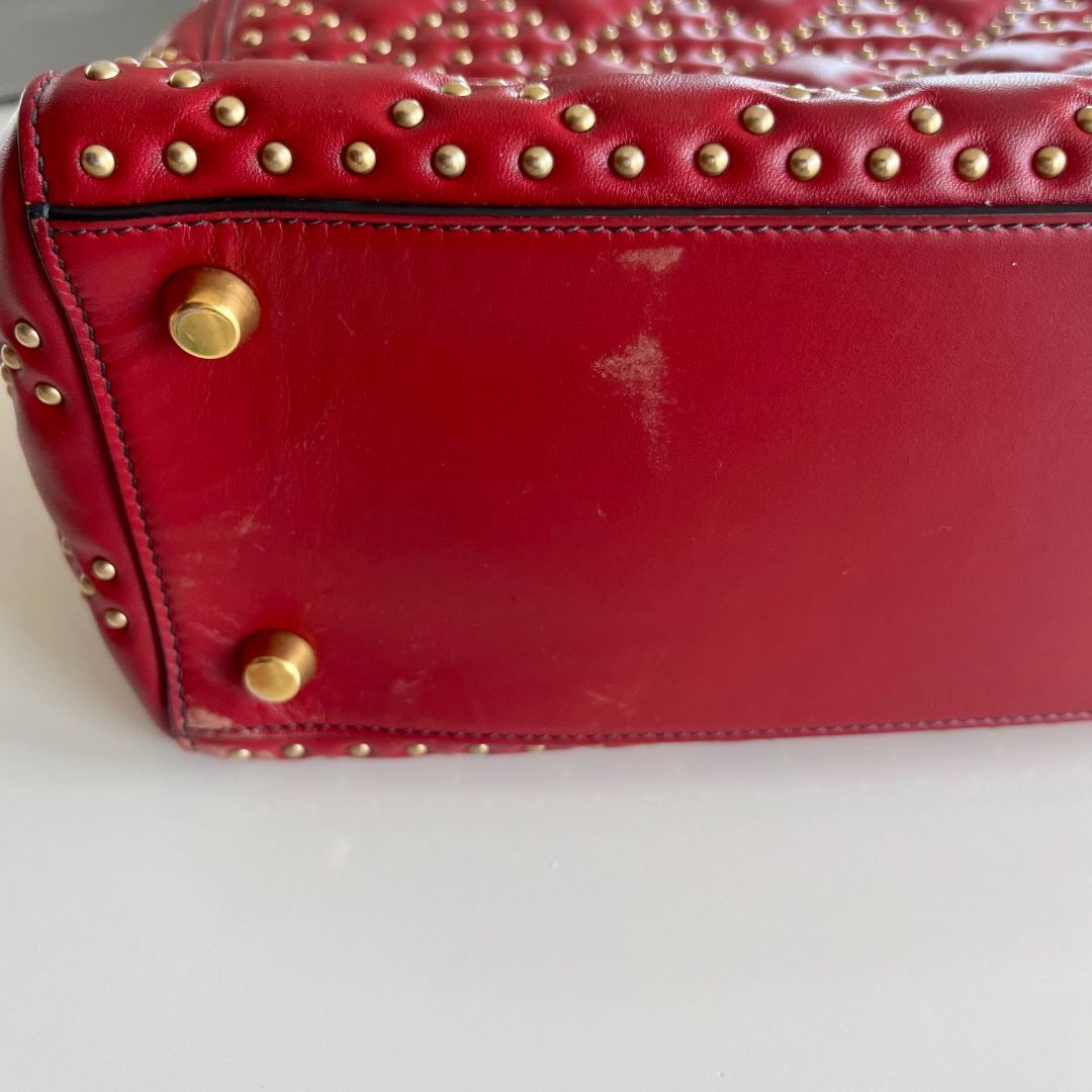 Christian Dior Studded Cannage Lady Red Bag