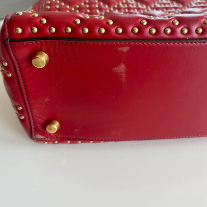 Christian Dior Studded Cannage Lady Red Bag