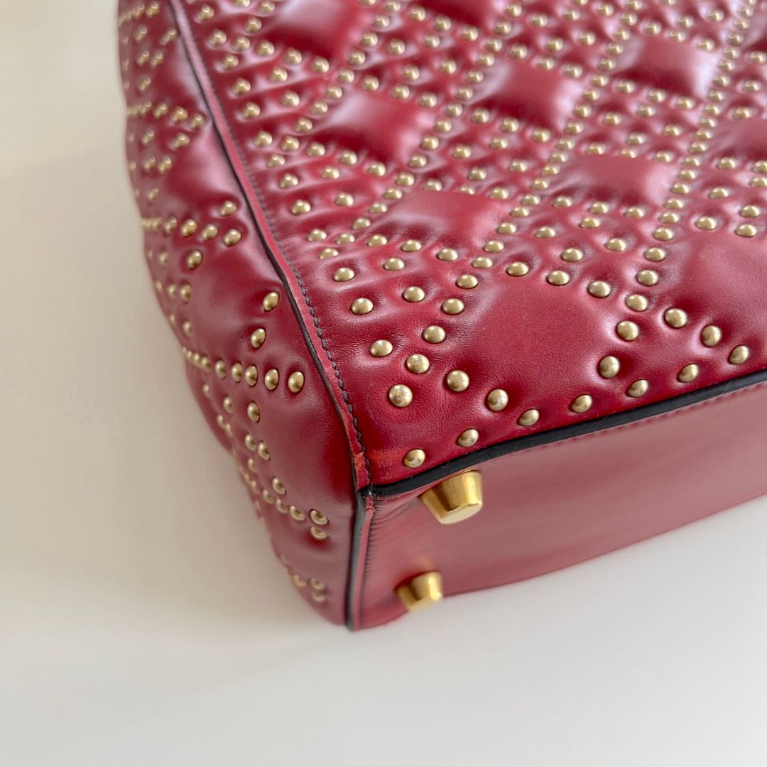 Christian Dior Studded Cannage Lady Red Bag