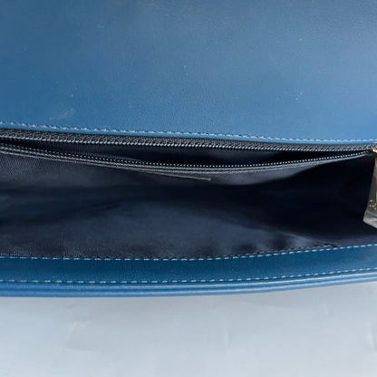 Chanel blue chevron quilted new medium le boy bag