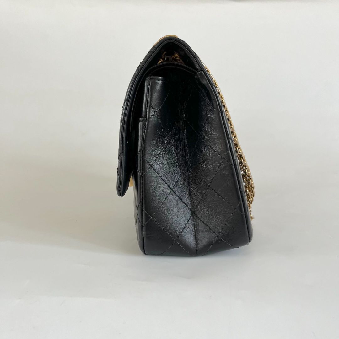 Chanel Black Quilted Aged Leather Reissue 2.55 Classic flap Bag