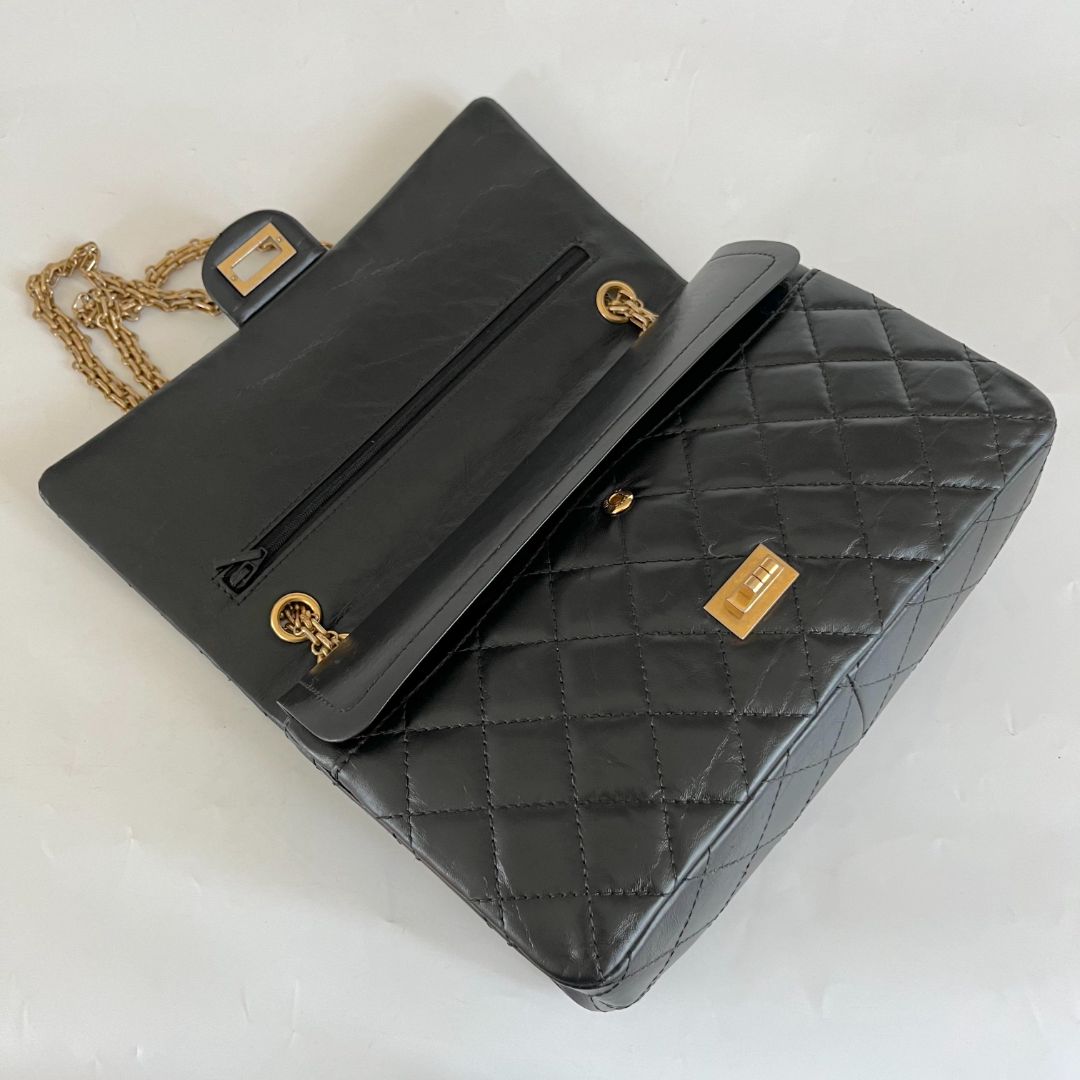 Chanel Black Quilted Aged Leather Reissue 2.55 Classic flap Bag