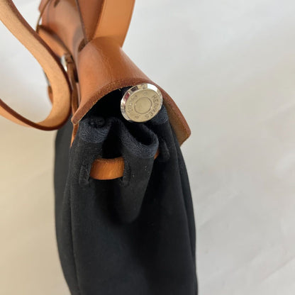 Hermès Natural Vache Hunter and Black Toile Herbag Zip 31 Palladium Hardware