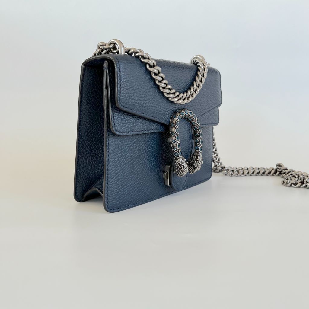 Gucci Navy Blue Leather Small Dionysus shoulder bag
